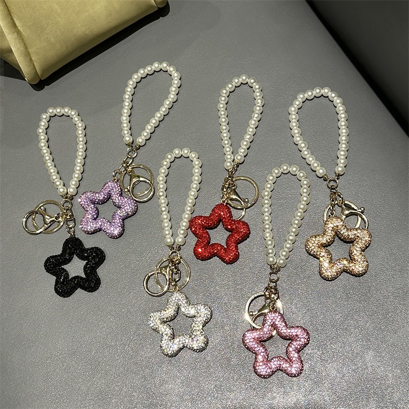 Porte-clés pentagramme vintage de luxe avec strass pour sac_voghion.com