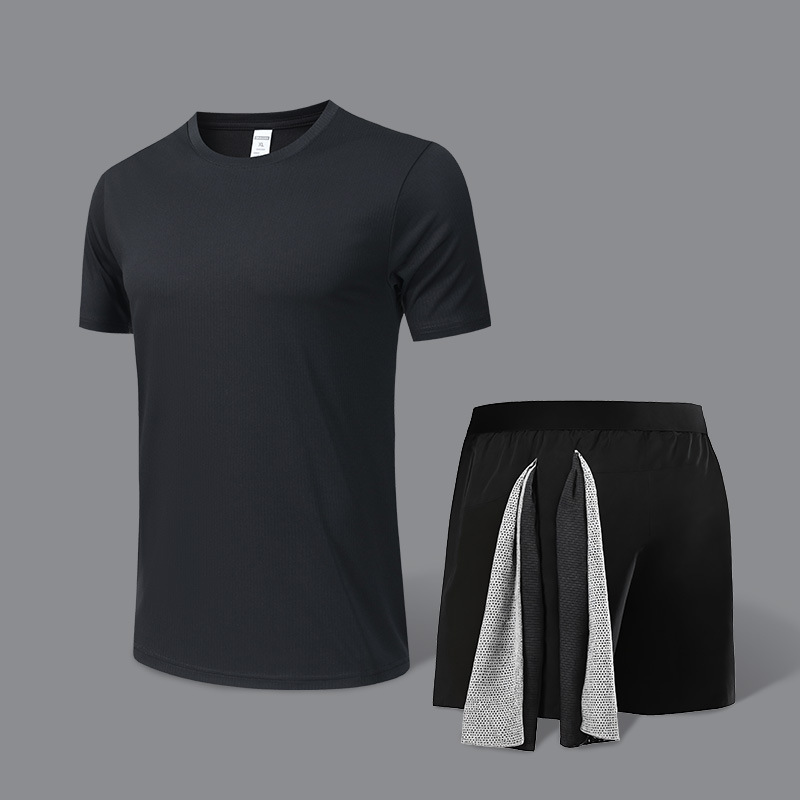 Verano transfronterizo Amazon al aire libre suelto color sólido traje de talla grande deportes y ocio cuello redondo pantalones cortos de manga corta traje de dos piezas