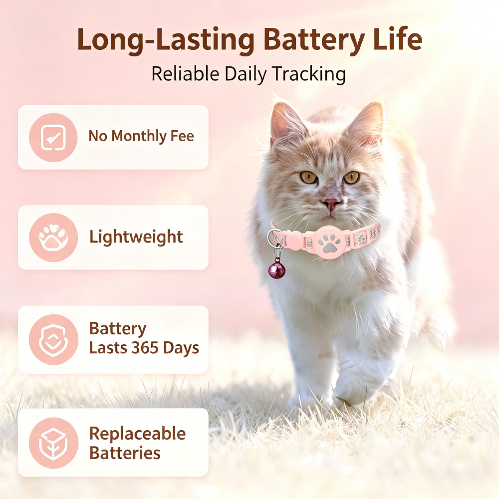 Pet Cat Positioning Collar Tracker Suitable for iOS Waterproof Apple Find My Reflective Collar