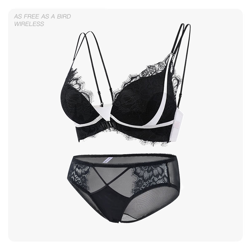 6645 de gama alta de encaje de pestañas hebilla frontal hueco-fuera de la belleza de la espalda Cruz pecho grande delgada Copa ropa interior puro deseo no vacío sujetador de la taza para las mujeres