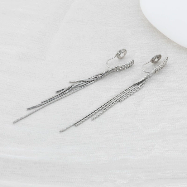 Silver mosquito coil with tassels, ear clips