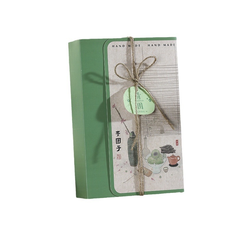 Caja de embalaje de bola verde de estilo antiguo 6 piezas de ajenjo Qingming caja de regalo de fruta caja de embalaje de merienda creativa caja de bola verde de primavera