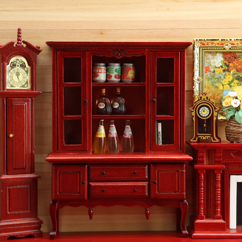 1:12娃娃屋dollhouse迷你家具模型木质微缩工艺品欧式复古柜子|undefined