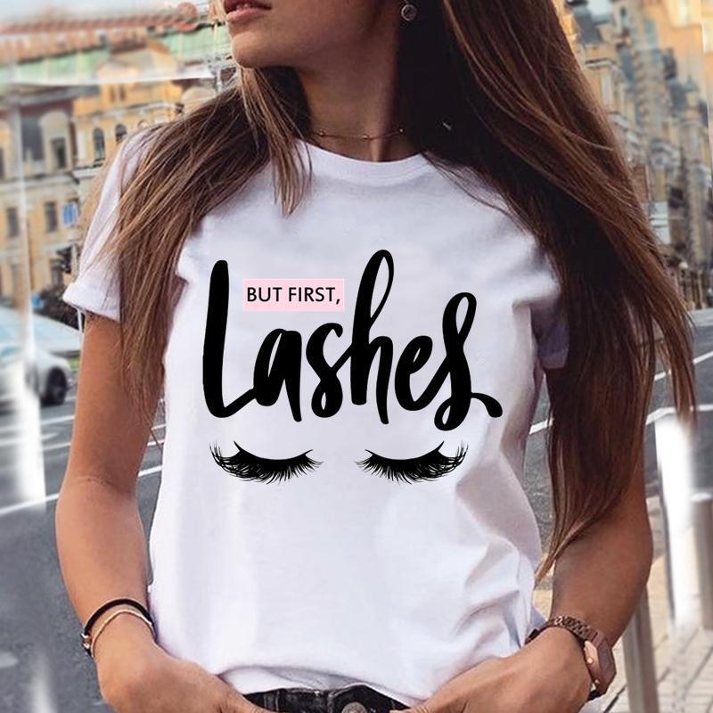 Women's New Trendy Graphic Makeup Eyelash Style Cartoon Niche Design T-Shirt Summer Round Neck Loose Short Sleeves Women's New Trendy Graphic Makeup Eyelash Style Cartoon Niche Design T-Shirt Summer Round Neck Loose Short Sleeves