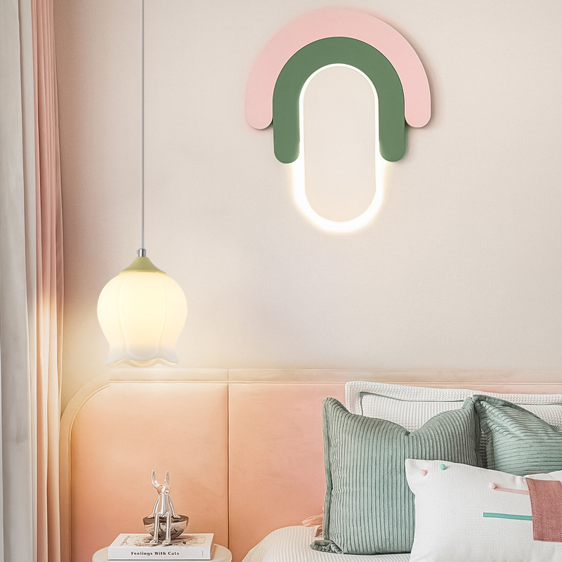 Crema estilo calabaza dormitorio cabecera pequeña araña Simple Red moderna barra roja pasillo de entrada de una sola cabeza colgando lámparas de alambre