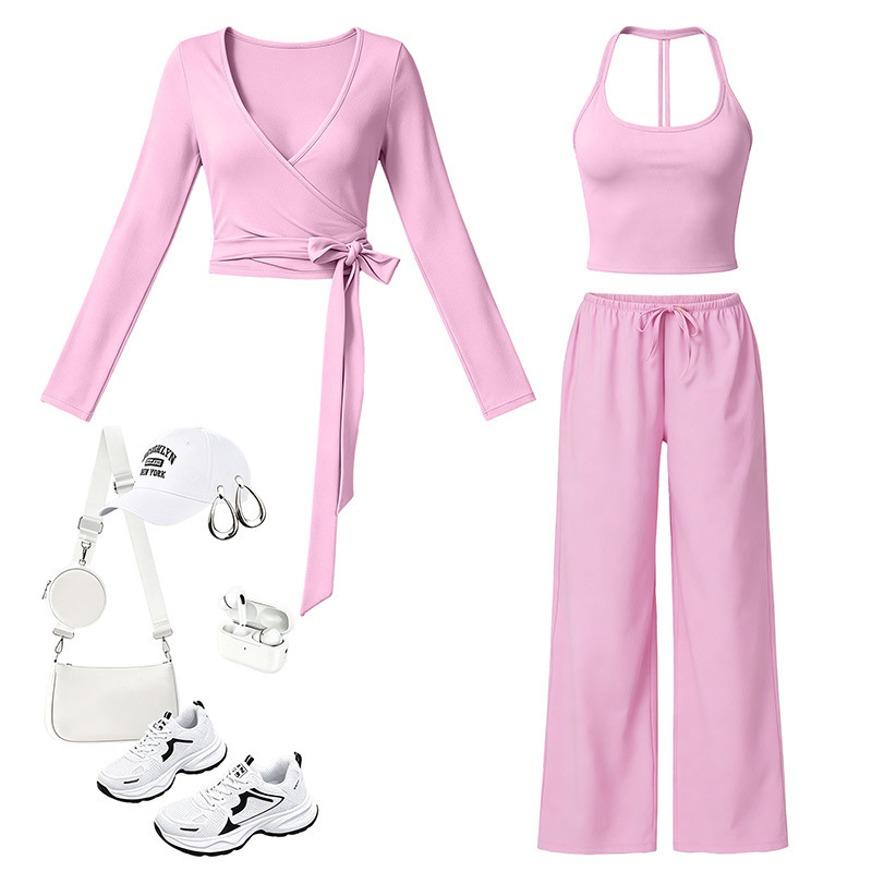 New autumn and winter cross-border brushed yoga set, quick-dry, beautiful back, strap sports set, casual running fitness wear for women New autumn and winter cross-border brushed yoga set, quick-dry, beautiful back, strap sports set, casual running fitness wear for women