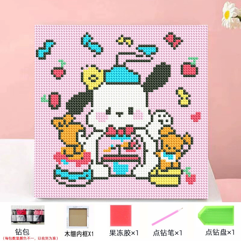 Набор алмазной мозаики DIY Kuromi и мультфильмы 20×20 см, рамка-наклейка, детское творчество