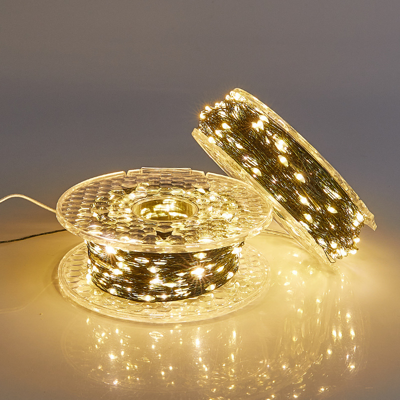 Decoración del árbol de Navidad estrella de color LED lámpara de luz parpadeo cadena de la escena de Navidad atmósfera de diseño de lámpara de cobre completo