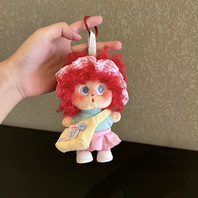 Pluş açarlıqlar: Dudu Cute Curly Hair - pink-and-blue-sweet-dress-with-red-accents-pendant
