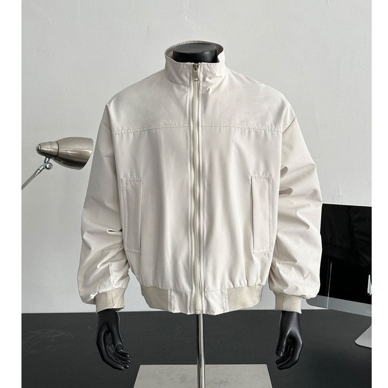 American Retro Three-proof Coach Jacket Men's Spring and Autumn Short Shoulder Overalls High-grade Vertical Collar Flying Suit