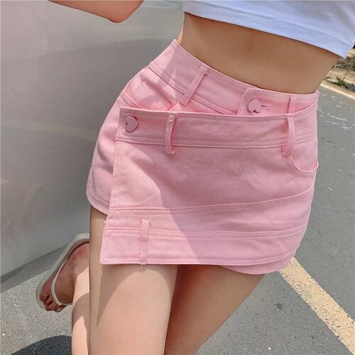Korean Version Asymmetrical Patchwork Skirt High-Waist Slimming Sun-Protective Women's Petite Summer Versatile Short Pants