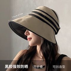 日焼け止めの日よけ帽子の黒いゴムの空の屋根の紫外線の夏の顔を遮る砂浜のつばは太陽の帽子の帽子を畳むことができます。