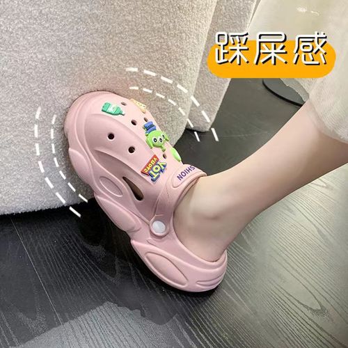 Bass Light-Up Slip-on Shoes for Women, External Wear, Instagram Trendy,  Summer New Arrival, Two-Way Wear, Thick Sole with Rounded Toe, Half Slipper for Women