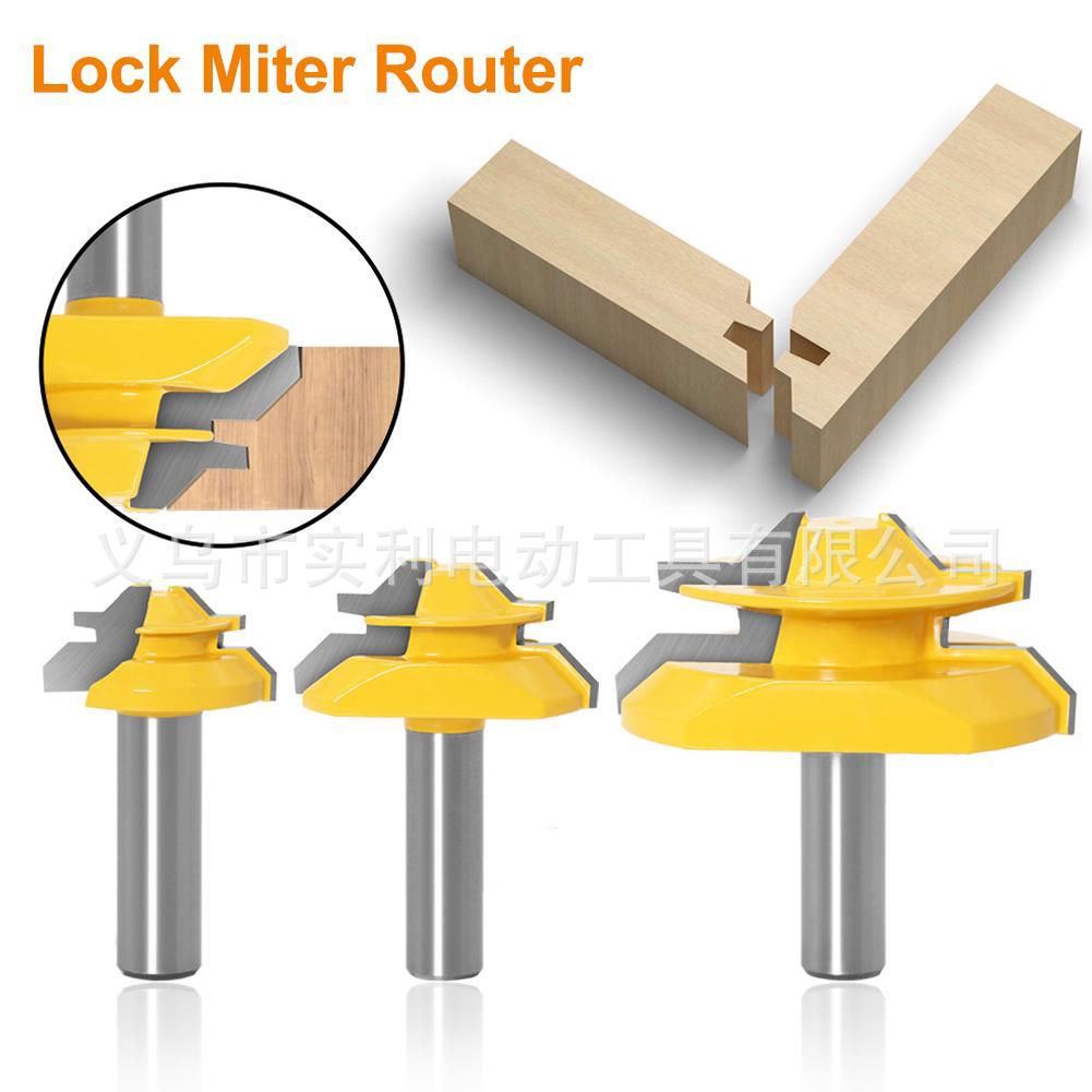 木工45度榫合刀刀具1/2英寸柄黄色45度锁紧斜切头胶接套件