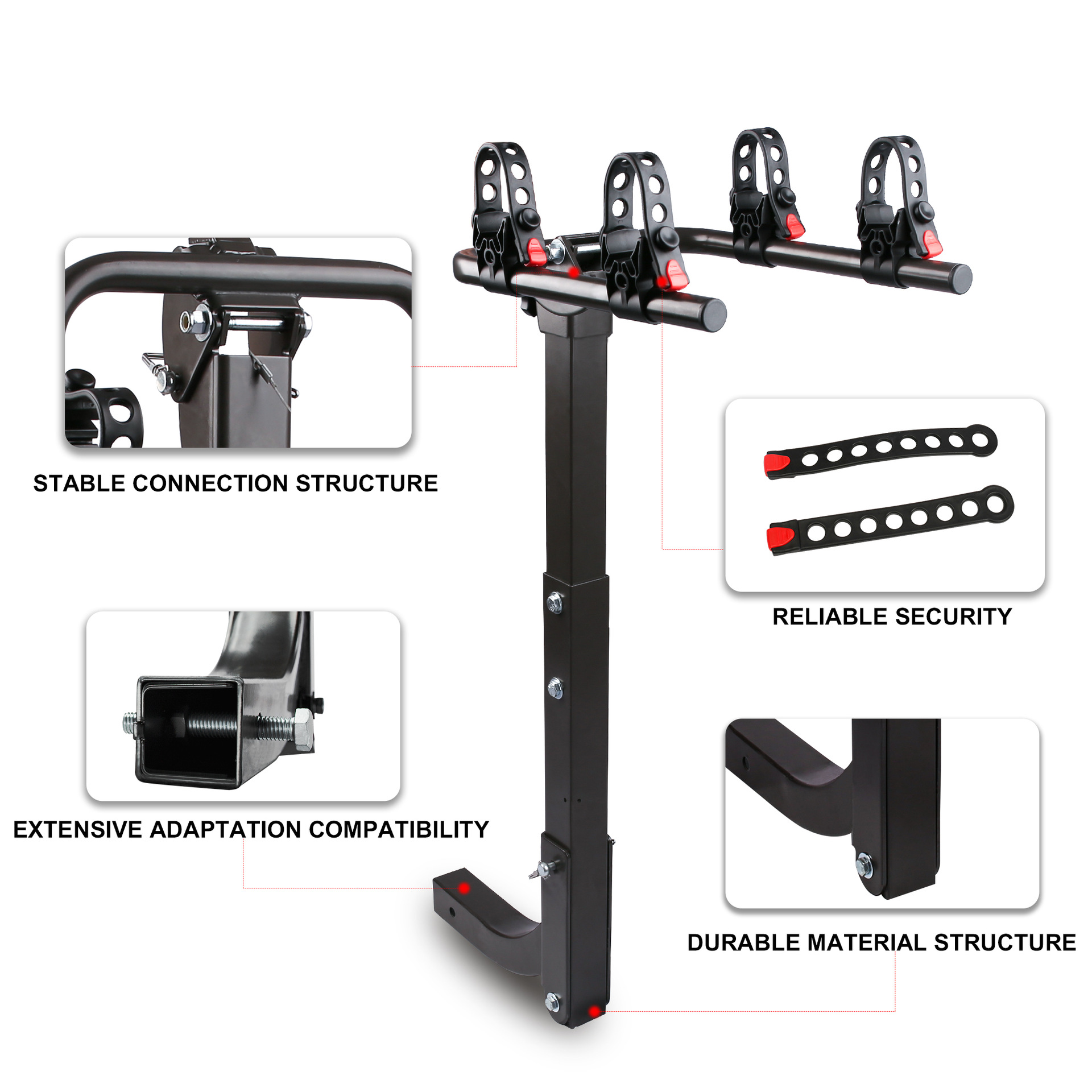 Car-Mounted Bicycle Rack, Two-Bike Rack, Reinforced Version, Regular Version, Adjustable Rear Suspension Rack for Vehicles