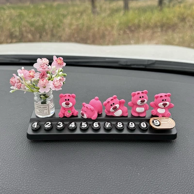 Nömrəli dayanma kartı, Parking Number Plate Women's - 5-strawberry-bears-crabapple-vase-black-aromatherapy-license-plate