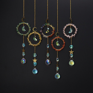Tiktok Live Broadcast Sun Catcher Moon Star Crystal Pendant Lighting Pendant Decorative Chandelier Accessories T36
