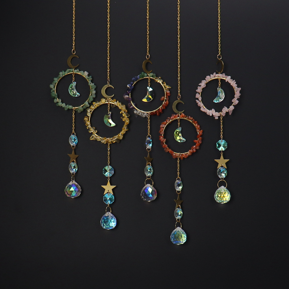 Beaded Design Fashion Style Fashion Star Moon Artificial Crystal Copper Pendant Wall Art