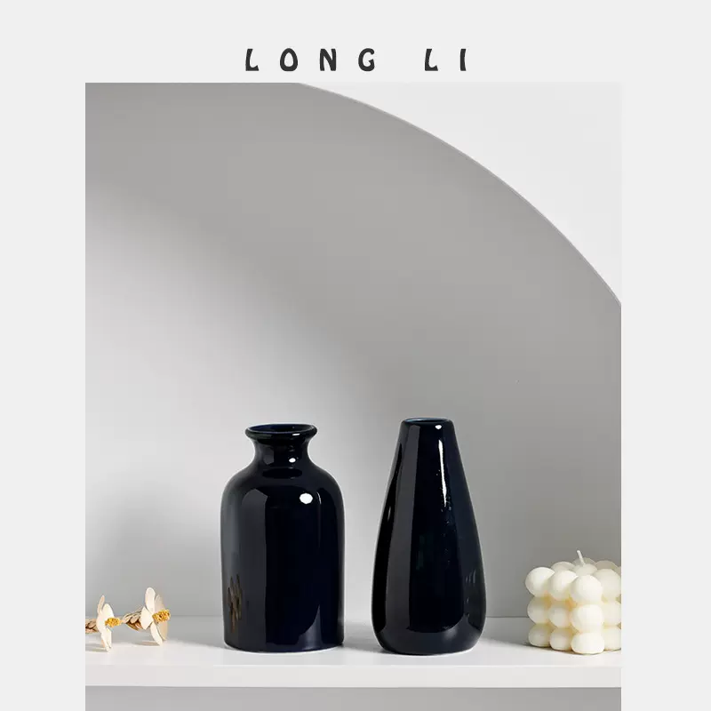 隆利陶瓷花瓶ins现代简约摆件干花小花器轻奢客厅玄关家居装饰品