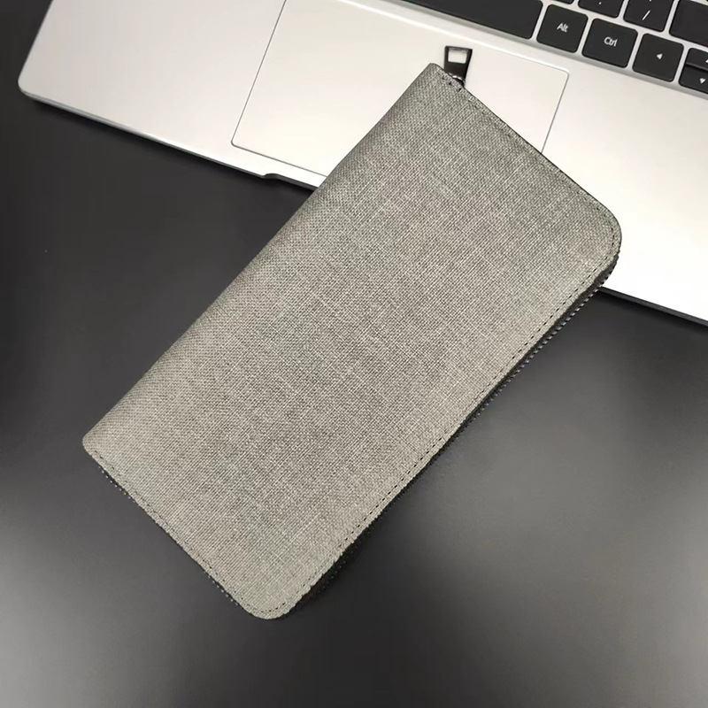 82g Weight Polyester Lining Material Zipper Closure Type Long Wallets Bags Type Men's Solid Color Canvas Zipper Long Wallets