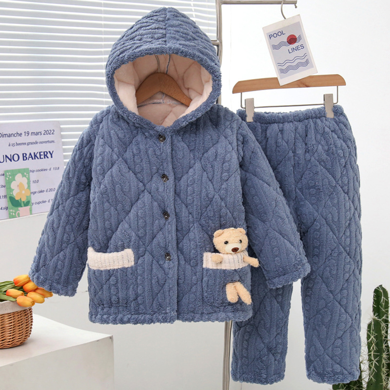 Pyjama chaud en molleton pour enfants filles et garçons_voghion.com