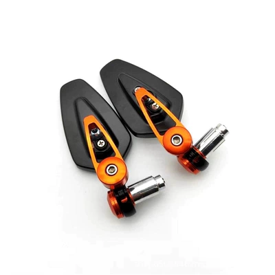 Motorcycle rearview mirror Aluminum Alloy Reflector 17mm Handlebar - orange-white-glass