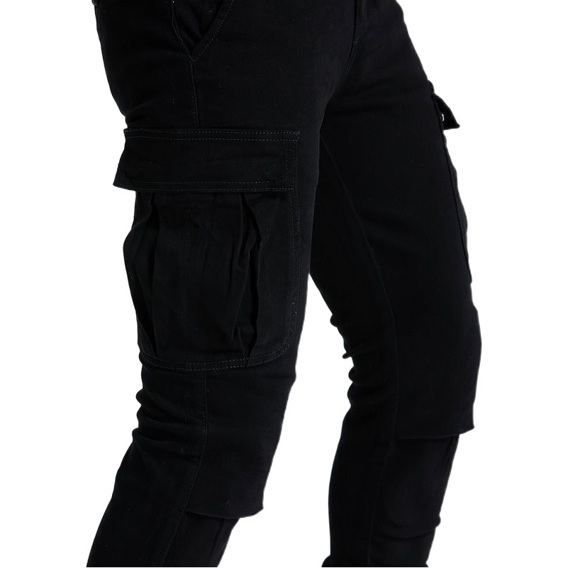 LOONG BIKER guardapolvos de motocicleta de los hombres ocasionales multi-bolsa de tobillo atado overoles de motocicleta pantalones de ciclismo resistentes a la caída