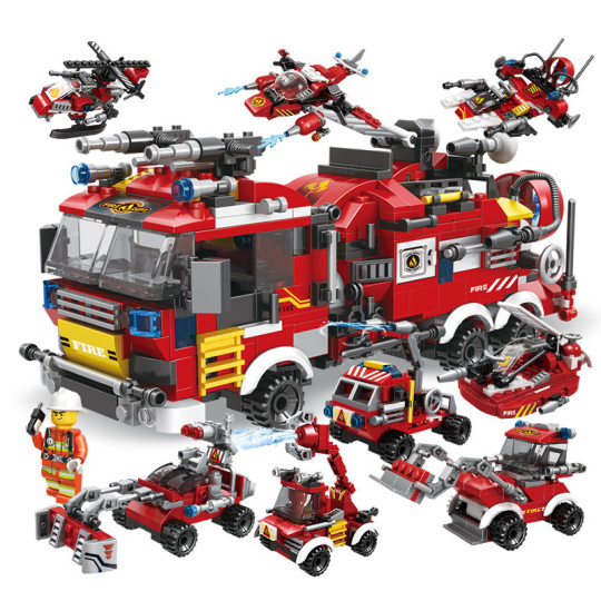 City fire truck building blocks small particles educational toys compatible with Lego Mindy C025 fit Rescue 8 in 1 car