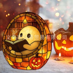 クロスボーダークリエイティブ樹脂クラフトハロウィン装飾読書ゴースト卵殻ナイトライトパーティーシーンクリエイティブギフト