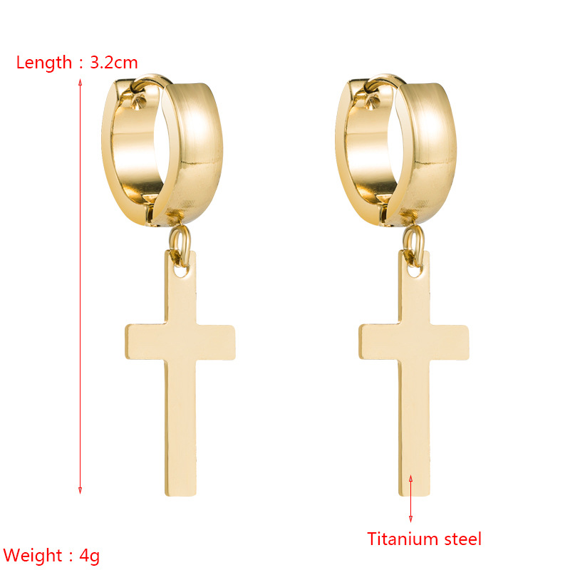 Korean Simple Cross Butterfly Titanium Steel Earrings Female Men Women Hip-hop Earrings display picture 1