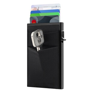 Cross-border aluminum alloy Lycra cloth card case anti-theft brush business card case RFID card case metal automatic pop-up credit card case
