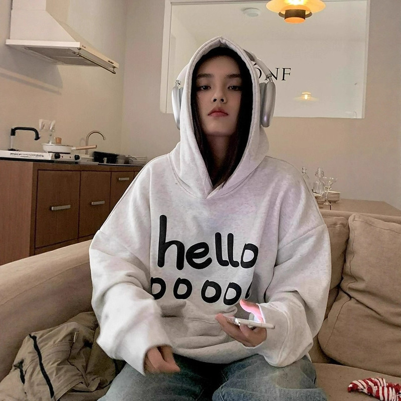 超好看连帽卫衣女秋冬季2025新款潮牌宽松休闲百搭慵懒风薄款上衣|undefined
