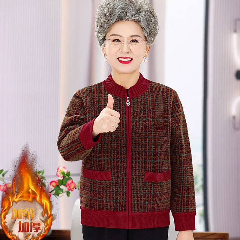 Мама осень-зима новый плюс флисовые куртки для пожилых людей 70 лет 80 бабушка утолщение теплый норковый кардиган для женщин