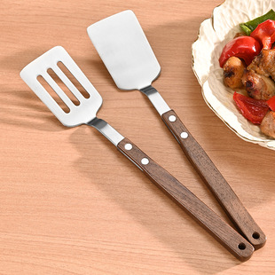 New Clip Handle Rivet Walnut Steak Frying Spatula 304 Stainless Steel Walnut Handle Kitchen Utensils Cooking Spatula