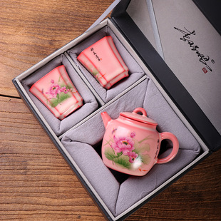 Li Huiyi Lard Jelly Drunk Beauty Lotus Qinquan Pot One Pot Two Cups Tea Set Pink Ladies Ceramic Tea Set