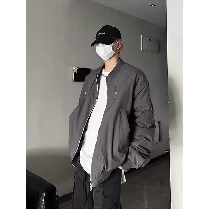 Retro baseball jersey, high arcade workwear jacket, men's spring and autumn design sense, pilot jacket_voghion.com