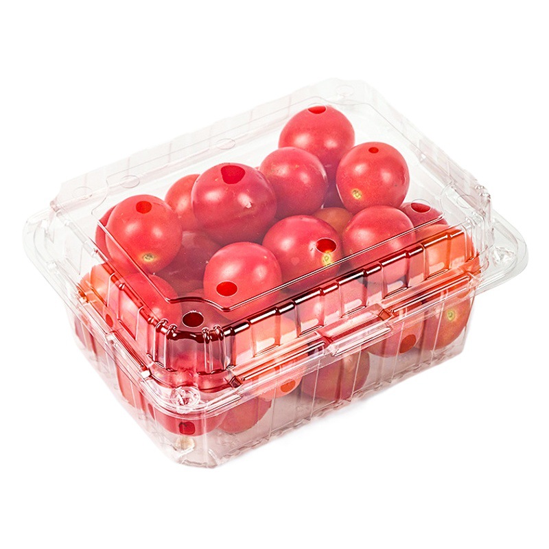 Caja de embalaje de fruta desechable caja de embalaje de plástico transparente caja de corte de fruta para llevar con tapa supermercado caja de frutas y verduras al por mayor