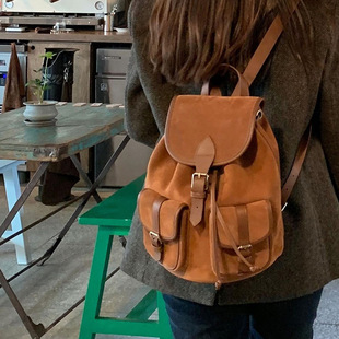 South Korea fashion original women's bag 2023 new high-grade waste soil backpack women's frosted lazy wind out backpack