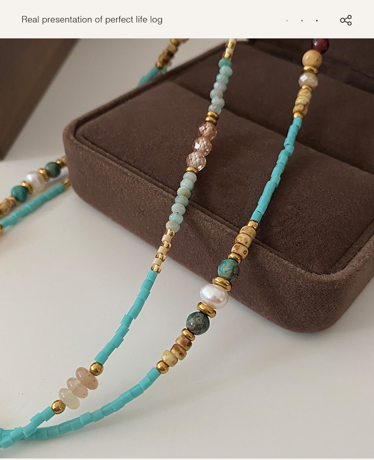 Simple Style Geometric Natural Stone Malachite Freshwater Pearl Necklace In Bulk display picture 3