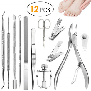 Factory Stainless Steel Ingrown Toenail Tool Set, Hawkbill Pliers, Dead Skin Pliers, Nail Clippers, Corrector, Nail Polishing Set