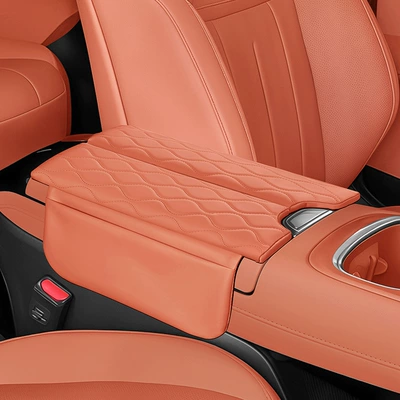Suitable for 23-26 Models of Deep Blue S07 Armrest Box Protection Pad, Special Central Armrest Cover Heightening Pad Leather Cover (Armrest box pad) - 23-25-dark-blue-s07-heat-wave-orange