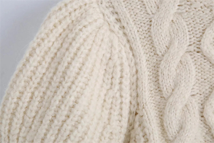 puff sleeve slim short solid color knitted sweater NSYJN118462