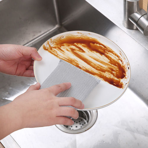 Dishwashing cloth sponge wipe household double-sided non-stick oil kitchen thickened scouring pad steel wool magic wipe for dishwashing