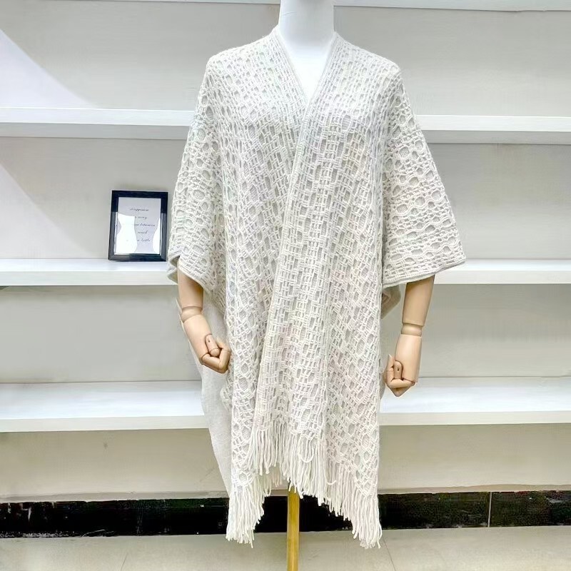 Spring and Autumn Knitted Shawl Women's Summer Air-conditioned Room Outfit Foreign-style Shoulder Neck Cardigan Jacket Tassel Wool Top