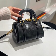 今年流行精致手提波士顿包包真皮女2025新款牛皮时尚单肩斜挎小包