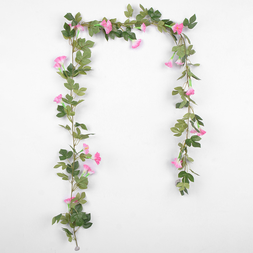 Gloria de La Mañana artificial ratán interior techo tubo sinuoso decoración al aire libre cerca artificial tela seda trompeta flor