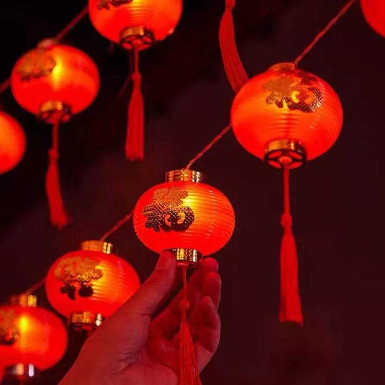 厂家批发新品新年红灯笼灯串led福字灯笼挂灯节日元宵春节装饰灯