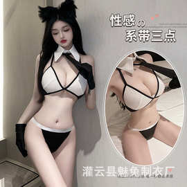 魅兔性感情趣内衣女纯欲诱惑床上激情免脱三点式套装大码2660