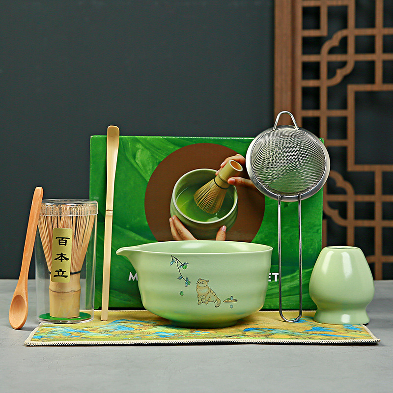 抹茶茶碗日本式抹茶宋代点茶道具陶磁器茶碗カップミキサー抹茶ブラシ茶コップセット|undefined
