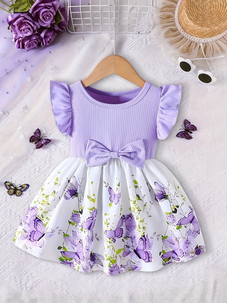 Niñas vestidos casuales de bebé lindos patrones florales de moda falda de niña, regalos de ropa de niña
